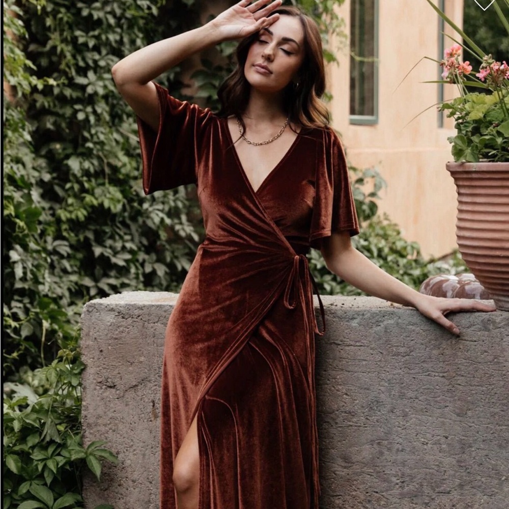 Baltic Born Meghan Velvet Wrap Maxi Dress - Bronze